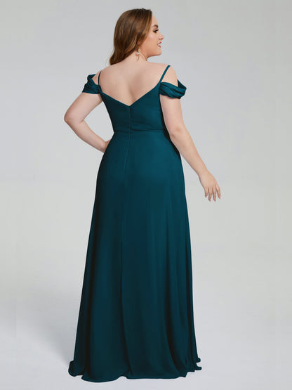 Gracie Detachable Straps Plus Size Long Bridesmaid Dresses