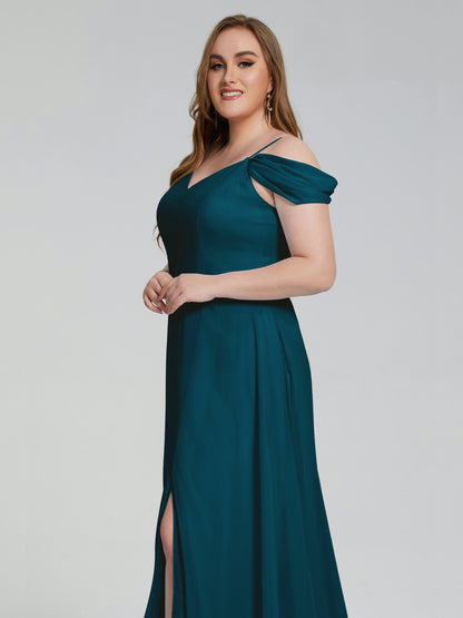Gracie Detachable Straps Plus Size Long Bridesmaid Dresses