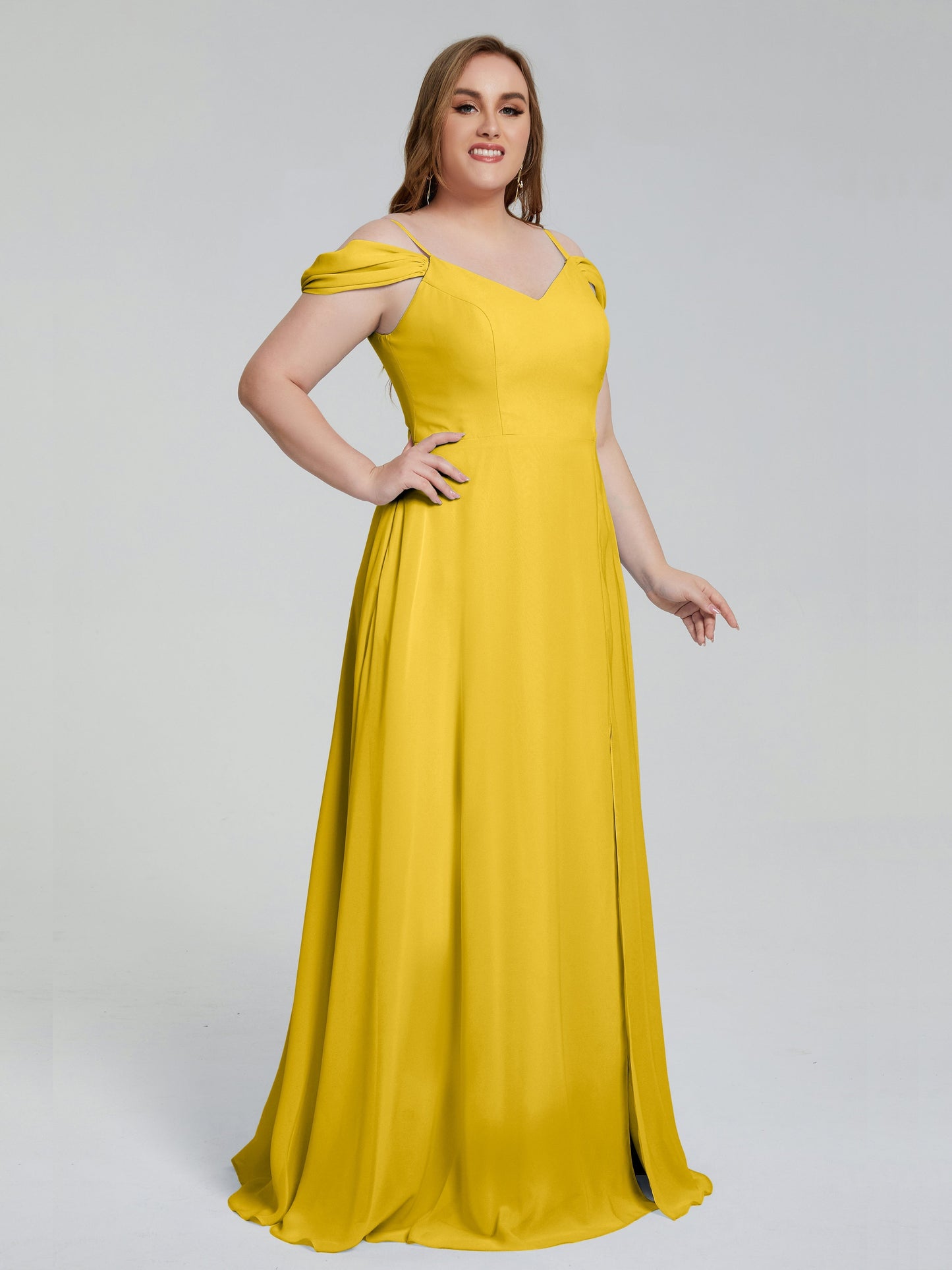Gracie Detachable Straps Plus Size Long Bridesmaid Dresses