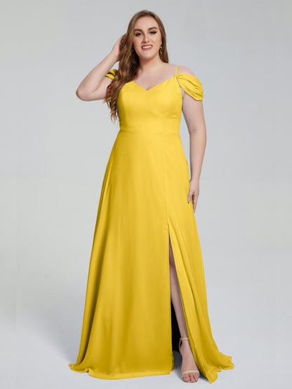 Gracie Detachable Straps Plus Size Long Bridesmaid Dresses