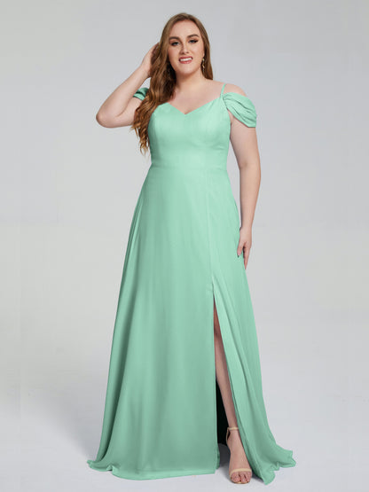 Gracie Detachable Straps Plus Size Long Bridesmaid Dresses