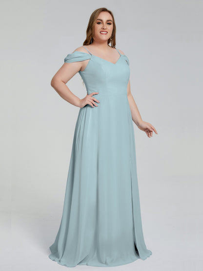 Gracie Detachable Straps Plus Size Long Bridesmaid Dresses
