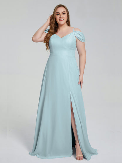 Gracie Detachable Straps Plus Size Long Bridesmaid Dresses