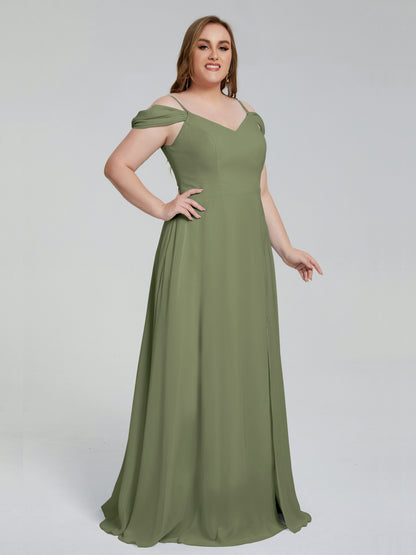 Gracie Detachable Straps Plus Size Long Bridesmaid Dresses