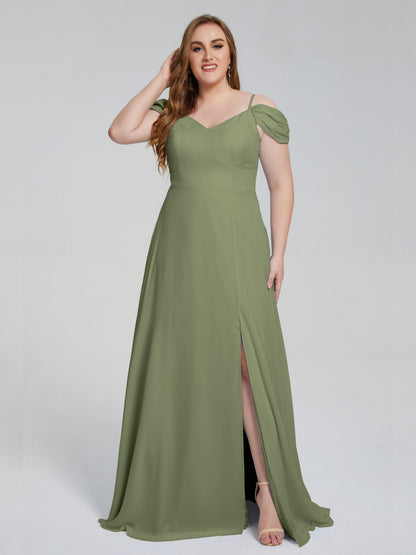 Gracie Detachable Straps Plus Size Long Bridesmaid Dresses