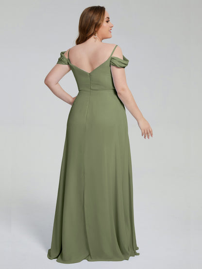 Gracie Detachable Straps Plus Size Long Bridesmaid Dresses