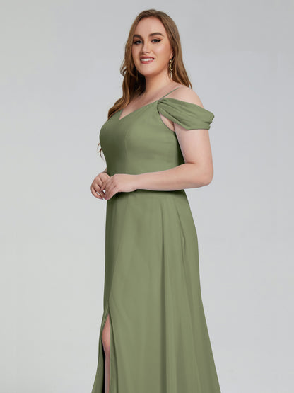 Gracie Detachable Straps Plus Size Long Bridesmaid Dresses