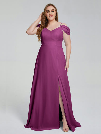 Gracie Detachable Straps Plus Size Long Bridesmaid Dresses