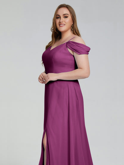 Gracie Detachable Straps Plus Size Long Bridesmaid Dresses