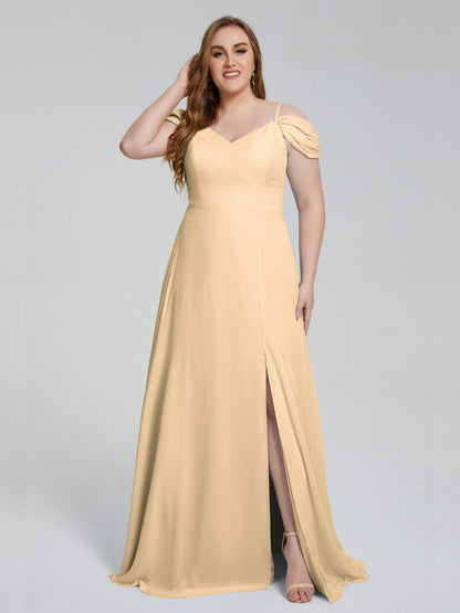 Gracie Detachable Straps Plus Size Long Bridesmaid Dresses