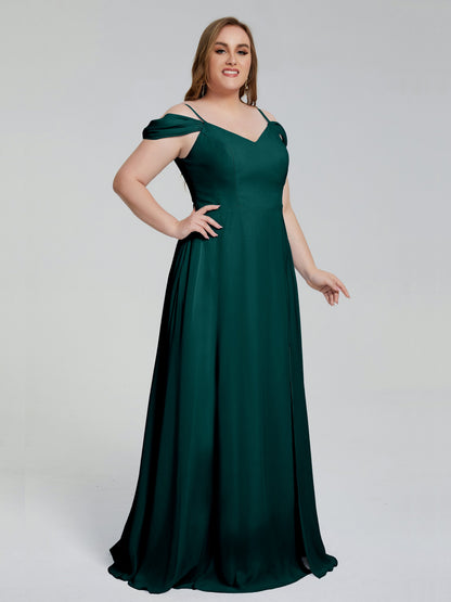 Gracie Detachable Straps Plus Size Long Bridesmaid Dresses