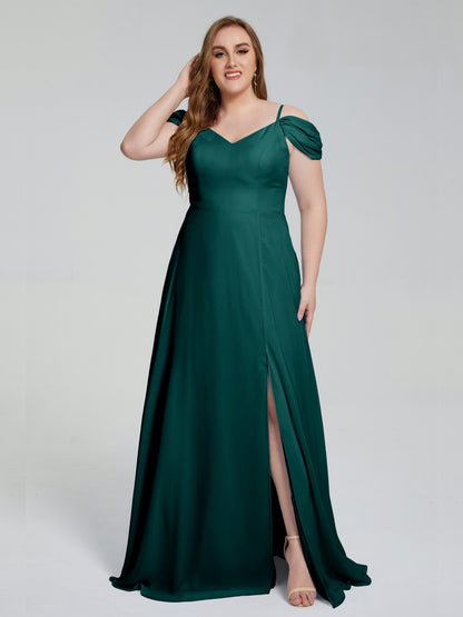 Gracie Detachable Straps Plus Size Long Bridesmaid Dresses