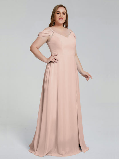 Gracie Detachable Straps Plus Size Long Bridesmaid Dresses
