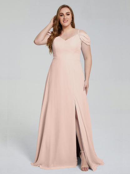 Gracie Detachable Straps Plus Size Long Bridesmaid Dresses