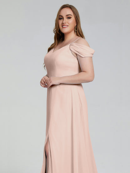Gracie Detachable Straps Plus Size Long Bridesmaid Dresses
