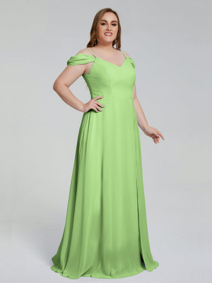 Gracie Detachable Straps Plus Size Long Bridesmaid Dresses