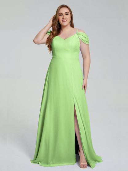 Gracie Detachable Straps Plus Size Long Bridesmaid Dresses