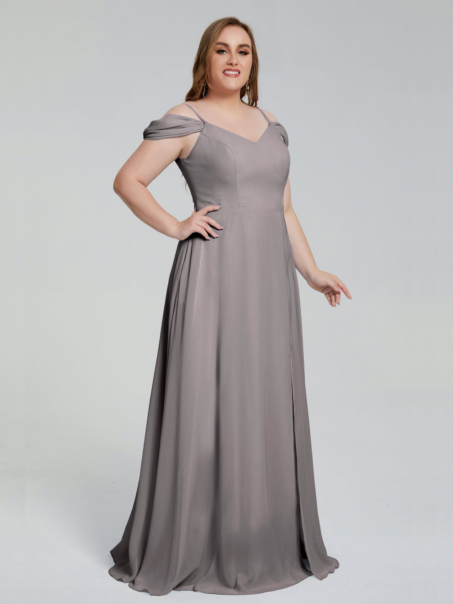 Gracie Detachable Straps Plus Size Long Bridesmaid Dresses