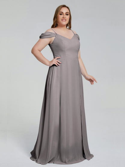Gracie Detachable Straps Plus Size Long Bridesmaid Dresses