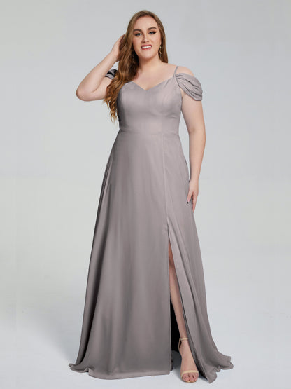 Gracie Detachable Straps Plus Size Long Bridesmaid Dresses