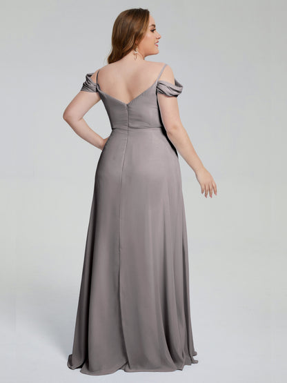 Gracie Detachable Straps Plus Size Long Bridesmaid Dresses