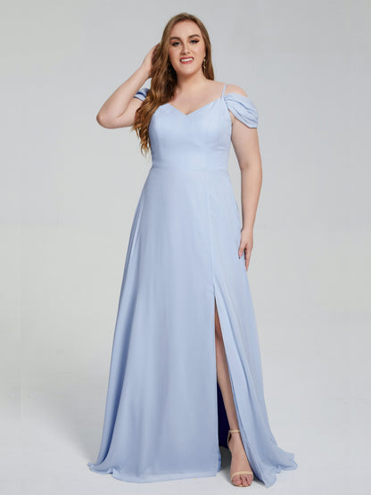 Gracie Detachable Straps Plus Size Long Bridesmaid Dresses