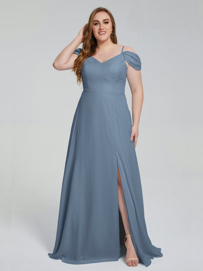 Gracie Detachable Straps Plus Size Long Bridesmaid Dresses