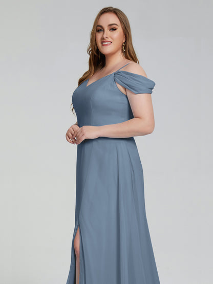 Gracie Detachable Straps Plus Size Long Bridesmaid Dresses