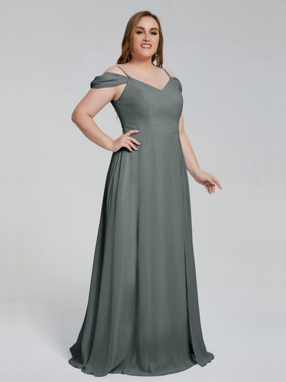 Gracie Detachable Straps Plus Size Long Bridesmaid Dresses