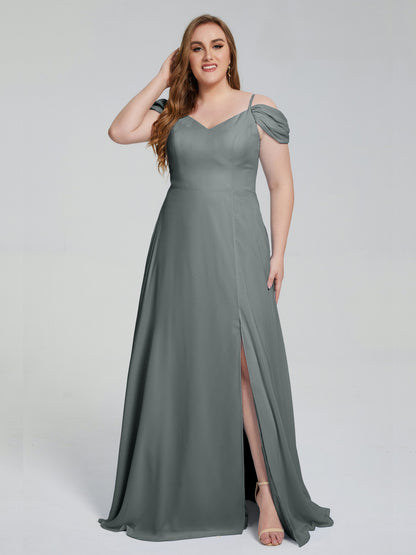 Gracie Detachable Straps Plus Size Long Bridesmaid Dresses