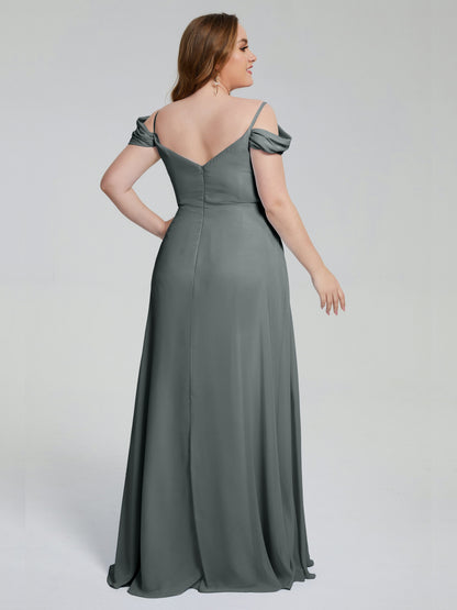 Gracie Detachable Straps Plus Size Long Bridesmaid Dresses
