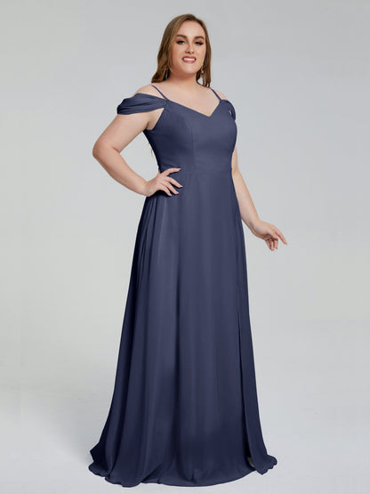 Gracie Detachable Straps Plus Size Long Bridesmaid Dresses