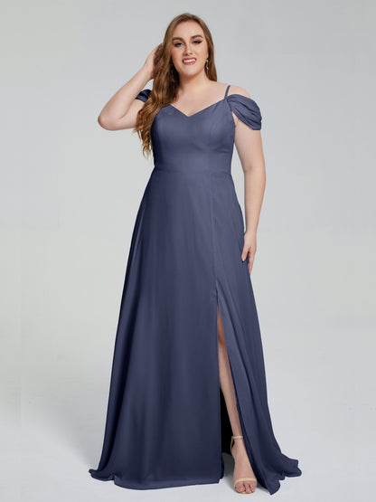 Gracie Detachable Straps Plus Size Long Bridesmaid Dresses