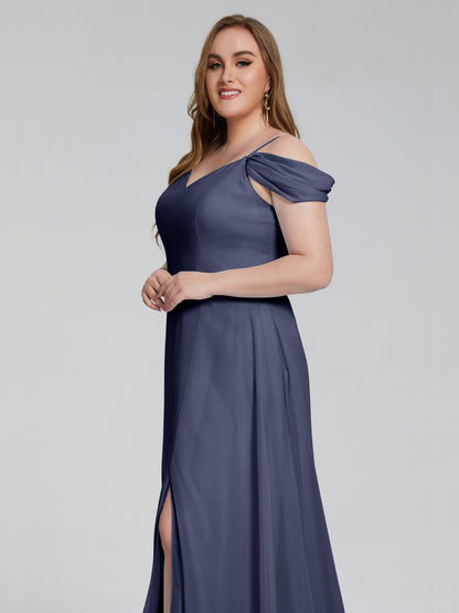Gracie Detachable Straps Plus Size Long Bridesmaid Dresses