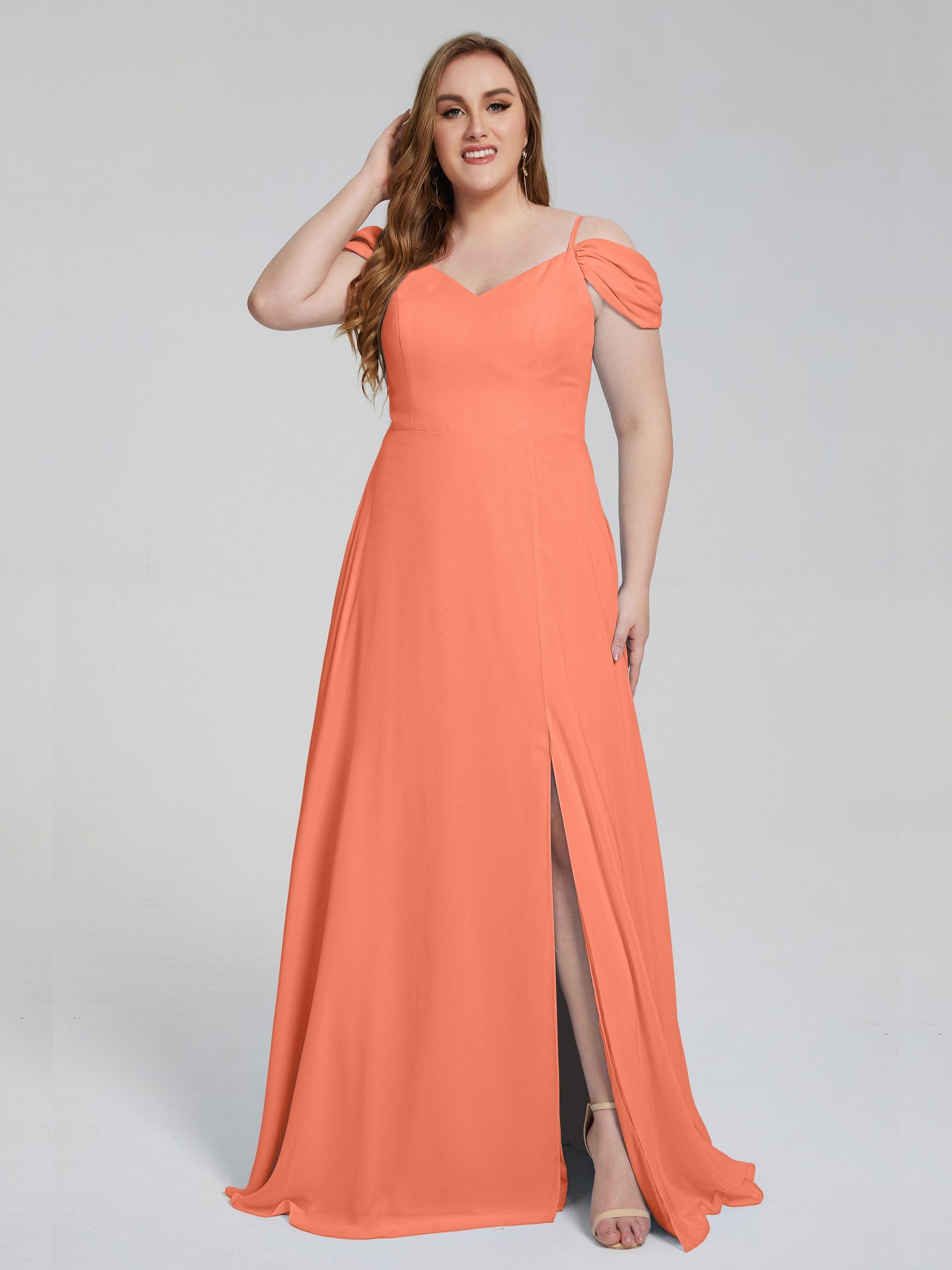 Gracie Detachable Straps Plus Size Long Bridesmaid Dresses