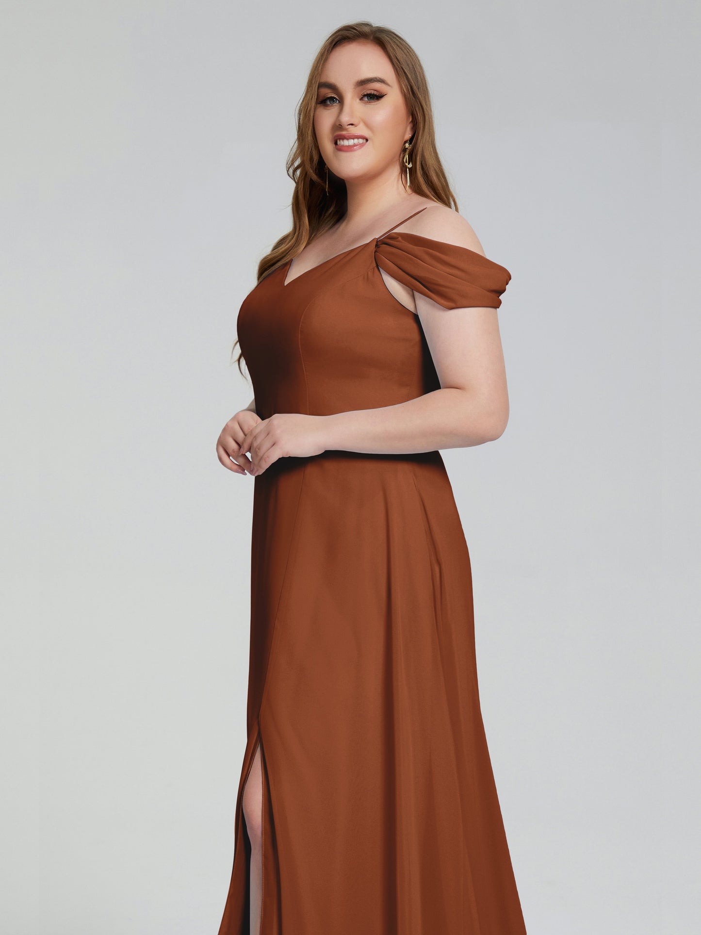 Gracie Detachable Straps Plus Size Long Bridesmaid Dresses