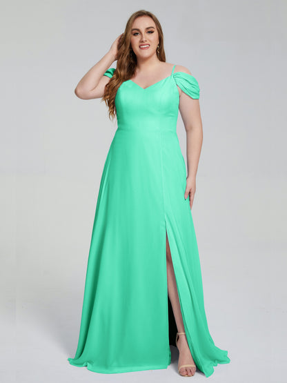 Gracie Detachable Straps Plus Size Long Bridesmaid Dresses