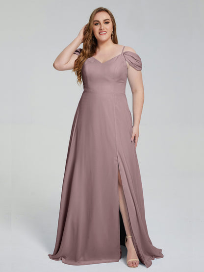 Gracie Detachable Straps Plus Size Long Bridesmaid Dresses