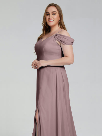 Gracie Detachable Straps Plus Size Long Bridesmaid Dresses