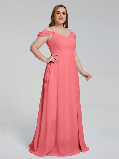 Gracie Detachable Straps Plus Size Long Bridesmaid Dresses