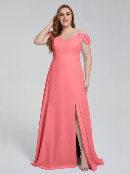 Gracie Detachable Straps Plus Size Long Bridesmaid Dresses