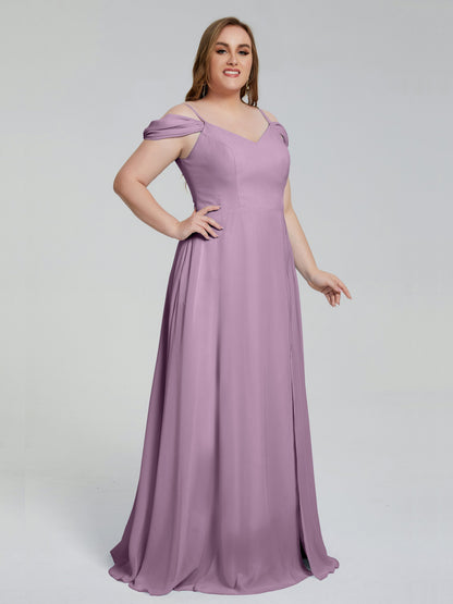 Gracie Detachable Straps Plus Size Long Bridesmaid Dresses