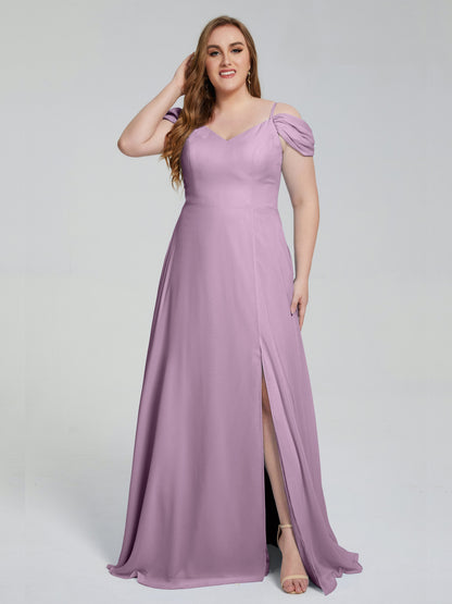 Gracie Detachable Straps Plus Size Long Bridesmaid Dresses