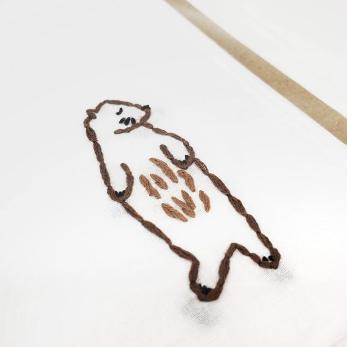 Hankie - Embroidered Otter by Wren Bird Arts