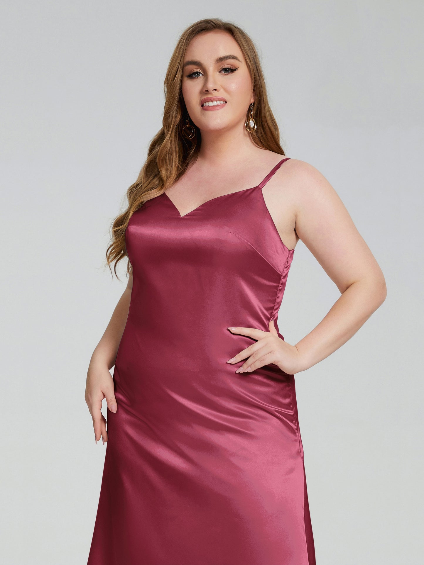 Harley Straps Plus Size Soft Satin Bridesmaid Dresses