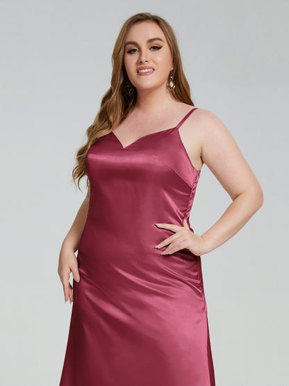 Harley Straps Plus Size Soft Satin Bridesmaid Dresses