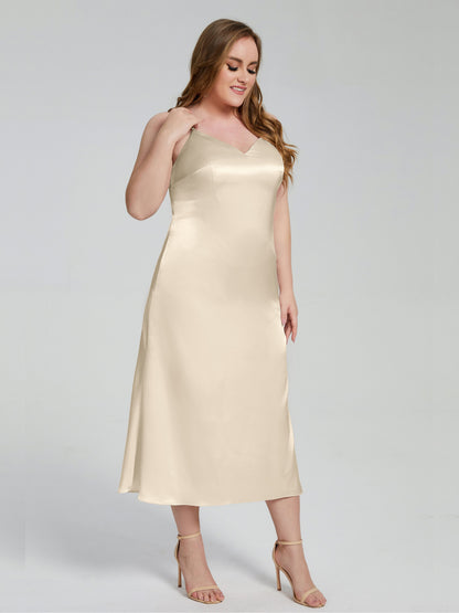 Harley Straps Plus Size Soft Satin Bridesmaid Dresses