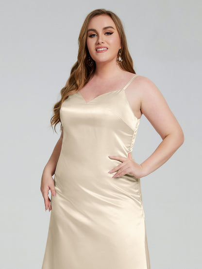 Harley Straps Plus Size Soft Satin Bridesmaid Dresses