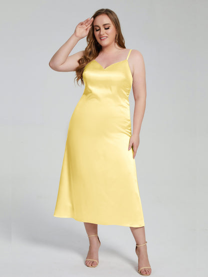Harley Straps Plus Size Soft Satin Bridesmaid Dresses