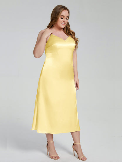 Harley Straps Plus Size Soft Satin Bridesmaid Dresses